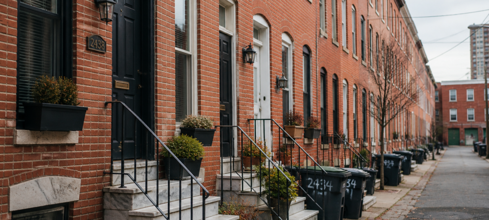 balitmore, md row brick attached houses 
